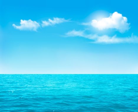 39536344 - nature background - blue ocean and blue cloudy sky. vector.